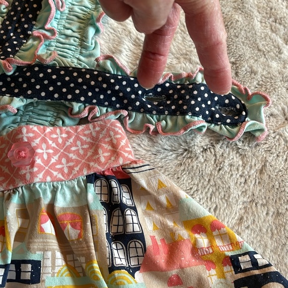 Serendipity girls Pinafore  SZ  7-8 ruffles multi colored print
Polkadots - Picture 6 of 6